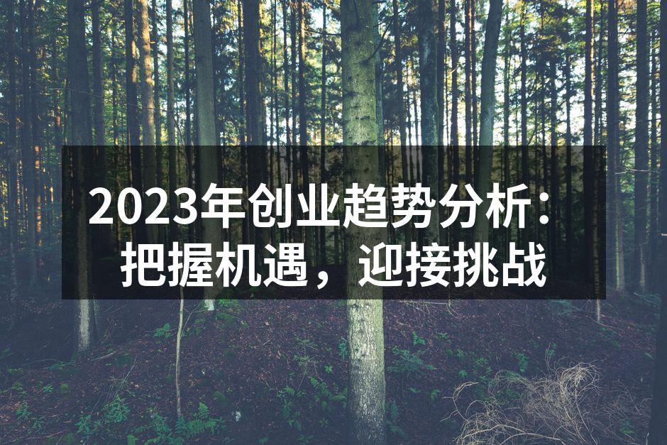 2023年创业趋势分析：把握机遇，迎接挑战